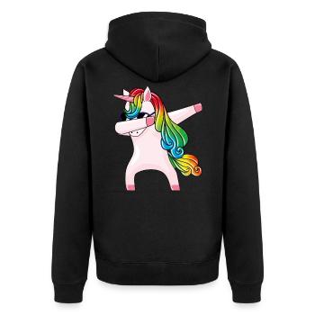 Dabbing Unicorn dans des lunettes de soleil Rainbow Unicorn Dab - Veste à capuche bio Premium Unisexe - noir - Dos - Nico (187cm)