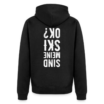 Sind meine Ski Ok? Lustige Ski Sprüche Skifahrer - Unisex Premium Bio Zip Hoodie - Schwarz - Hinten - Nico (187cm)