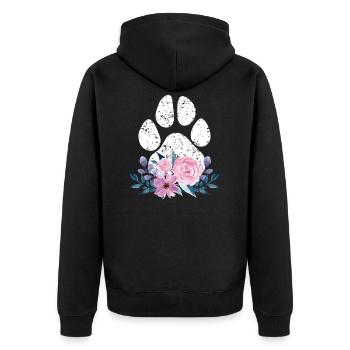 Cute Dog Puppy Lover Dog Paw Print Floral Gift Fun - Unisex Premium Bio Zip Hoodie - Schwarz - Hinten - Nico (187cm)