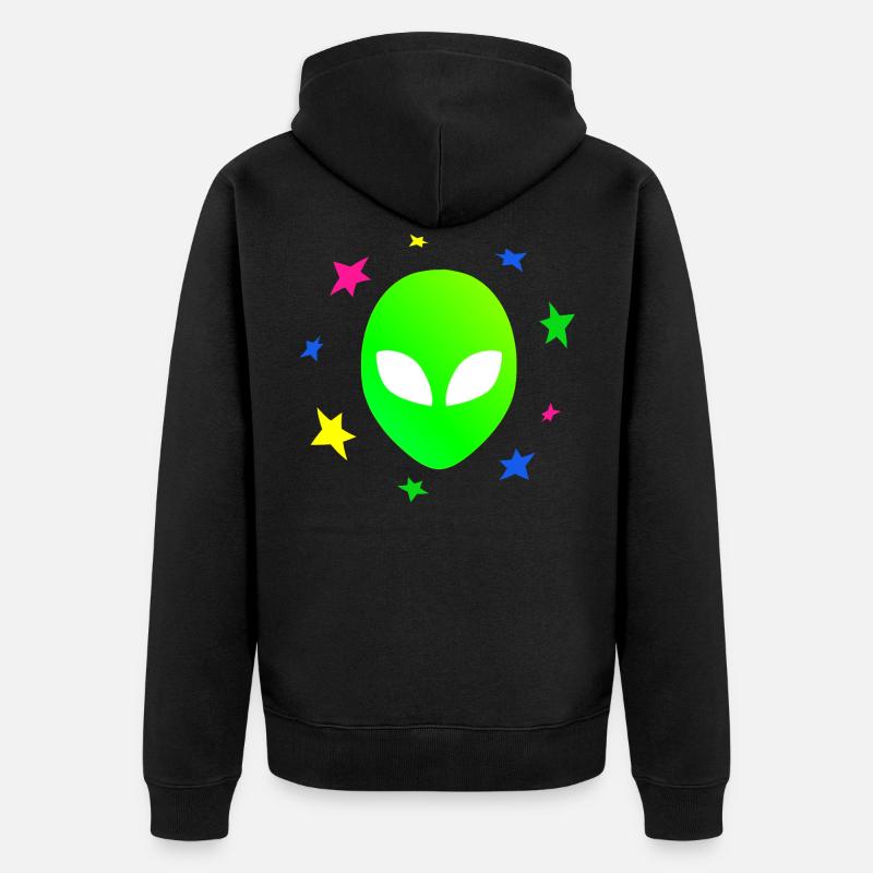 Galaxie étoile tête extraterrestre - Veste à capuche bio Premium Unisexe - noir