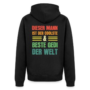 Dieser Mann ist der coolste beste Gedi der Welt - Unisex Premium Bio Zip Hoodie - Schwarz - Hinten - Nico (187cm)