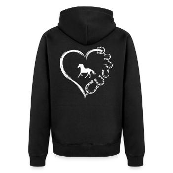 Cheval mignon amour fer à cheval coeur cadeau cheval maman Hor - Veste à capuche bio Premium Unisexe - noir - Dos - Nico (187cm)