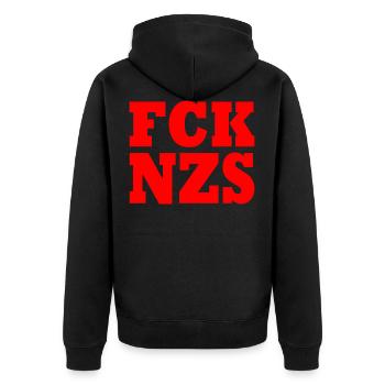 Fck nzs - Unisex Premium Bio Zip Hoodie - Schwarz - Hinten - Nico (187cm)