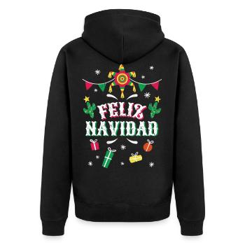 Feliz Navidad Weihnachten Christmas Geschenke - Unisex Premium Bio Zip Hoodie - Schwarz - Hinten - Nico (187cm)
