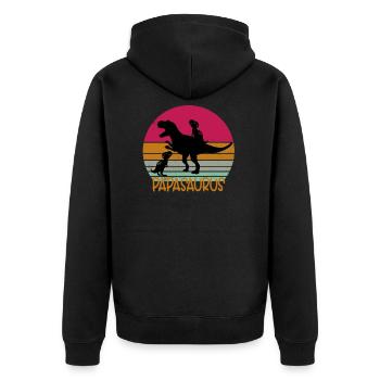 papasaurus rex dinosaur trex papa gift - Unisex Premium Organic Zip Hoodie - black - Back - Nico (187cm)