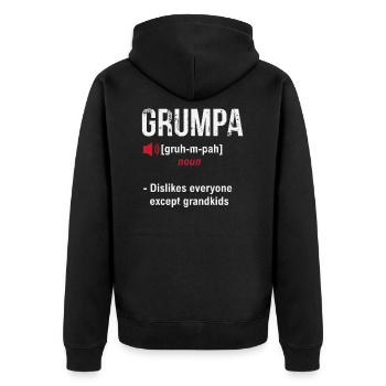 Grumpa Grumpier Grandpa Grumpy Fathers Day Funny - Unisex Premium Organic Zip Hoodie - black - Back - Nico (187cm)