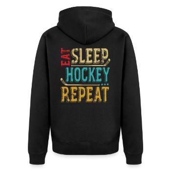 Eat Sleep Hockey Repeat - Amant fou de hockey - Veste à capuche bio Premium Unisexe - noir - Dos - Nico (187cm)