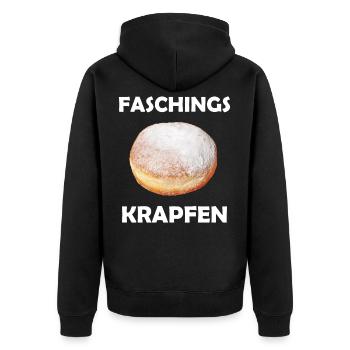 Faschingskrapfen Faschingskostüm Krapfen Fasching - Unisex Premium Bio Zip Hoodie - Schwarz - Hinten - Nico (187cm)