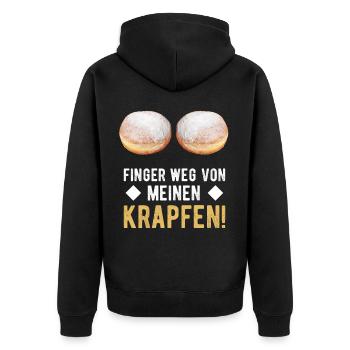 Finger weg von meinen Krapfen Faschingskrapfen - Unisex Premium Bio Zip Hoodie - Schwarz - Hinten - Nico (187cm)