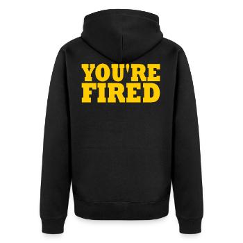 youre fired - Unisex Premium Bio Zip Hoodie - Schwarz - Hinten - Nico (187cm)