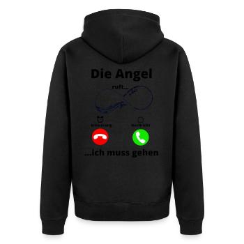 Angeln, Fischen, Fischer, Meer, Fisch, Geschenk - Unisex Premium Bio Zip Hoodie - Schwarz - Hinten - Nico (187cm)