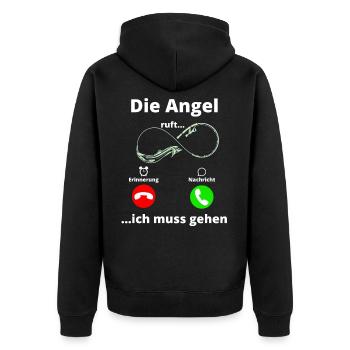 Angeln, Fischen, Fischer, Meer, Fisch, Geschenk - Unisex Premium Bio Zip Hoodie - Schwarz - Hinten - Nico (187cm)