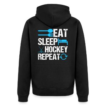 Eat Sleep Hockey Répétition Icône Graphique Cool - Veste à capuche bio Premium Unisexe - noir - Dos - Nico (187cm)