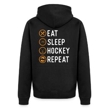 Eat Sleep Hockey Repeat Cool Fan Cadeau de Noël - Veste à capuche bio Premium Unisexe - noir - Dos - Nico (187cm)