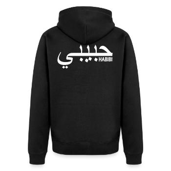 HABIBI - Unisex Premium Bio Zip Hoodie - Schwarz - Hinten - Nico (187cm)