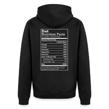 Papa Nährwertangaben Vatertag Papa lustig - Unisex Premium Bio Zip Hoodie - Schwarz - Hinten - Nico (187cm)
