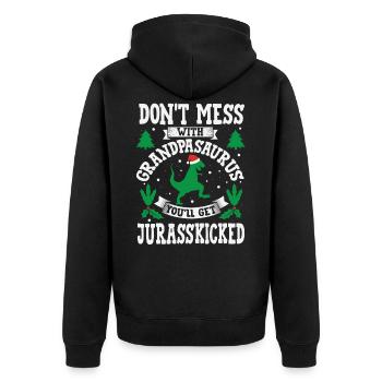 Grand-pèreSaurus Grand-père Jurasskicked Saurus Nana - Veste à capuche bio Premium Unisexe - noir - Dos - Nico (187cm)