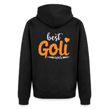 Best Goli Ever Firmgoli Taufgoli Geschenkidee - Unisex Premium Bio Zip Hoodie - Schwarz - Hinten - Nico (187cm)