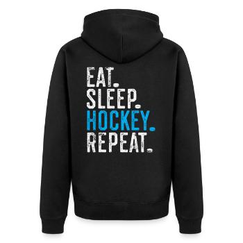 Eat Sleep Hockey Répéter Hockeydays Amant de hockey - Veste à capuche bio Premium Unisexe - noir - Dos - Nico (187cm)