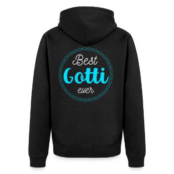 Best Gotti ever Taufgotti & Firmgotti Geschenkidee - Unisex Premium Bio Zip Hoodie - Schwarz - Hinten - Nico (187cm)