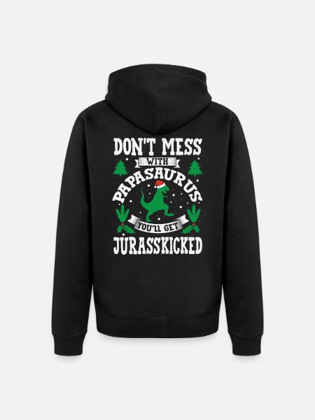 PapaSaurus Jurasskicked Papa Saurus Daddy Father - Unisex Premium Organic Zip Hoodie - black