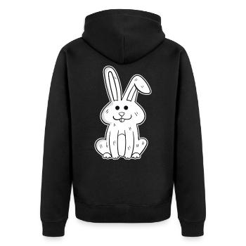 Hasen Lustiges Design Hase Häschen Fun Geschenk - Unisex Premium Bio Zip Hoodie - Schwarz - Hinten - Nico (187cm)