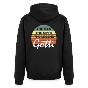 Götti Geschenkidee Firmgötti Taufgötti Göti fragen - Unisex Premium Bio Zip Hoodie - Schwarz - Hinten - Nico (187cm)