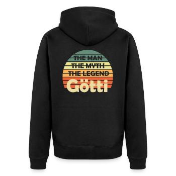 ti Firmgötti Taufgötti Göti Geschenkidee - Unisex Premium Bio Zip Hoodie - Schwarz - Hinten - Nico (187cm)