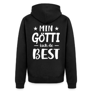 Min Götti Isch De Best Götti Geschenk Patenonkel - Unisex Premium Bio Zip Hoodie - Schwarz - Hinten - Nico (187cm)