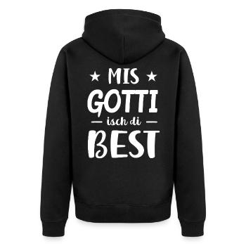 Mis Gotti Isch Di Best Gotti Geschenk Patentante - Unisex Premium Bio Zip Hoodie - Schwarz - Hinten - Nico (187cm)