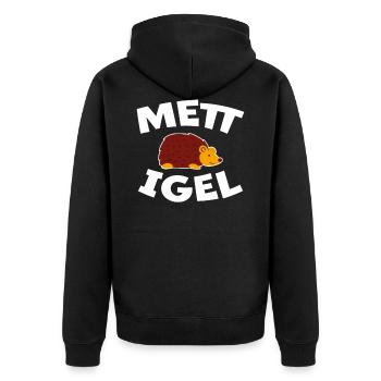 Mettigel Mettbrötchen Lustige Spruch Mett Geschenk - Unisex Premium Bio Zip Hoodie - Schwarz - Hinten - Nico (187cm)
