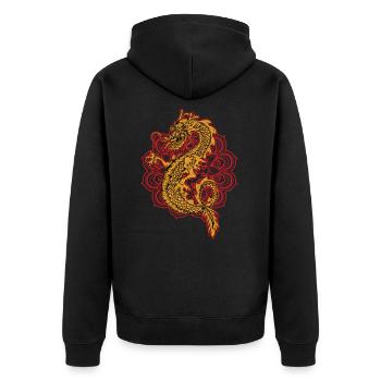 Chinesischer Drache - Unisex Premium Bio Zip Hoodie - Schwarz - Hinten - Nico (187cm)