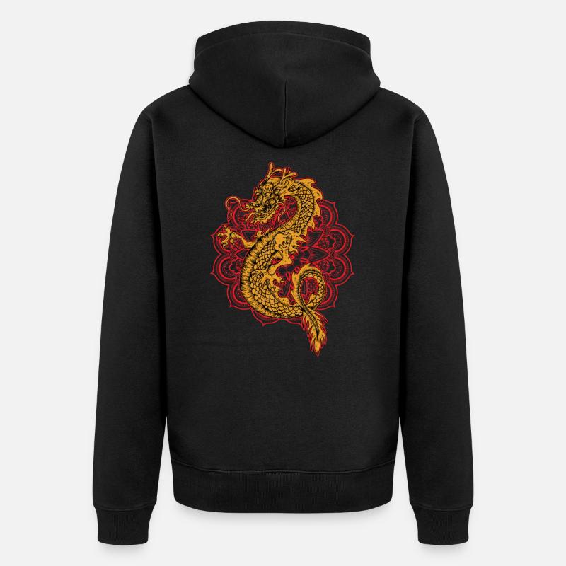 Chinesischer Drache - Unisex Premium Bio Zip Hoodie - Schwarz