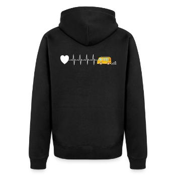 Van leben Camper Herzschlag - Unisex Premium Bio Zip Hoodie - Schwarz - Hinten - Nico (187cm)