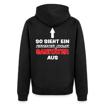 Sanitäter Rettungssanitäter Lustig Spruch Geschenk - Unisex Premium Bio Zip Hoodie - Schwarz - Hinten - Nico (187cm)