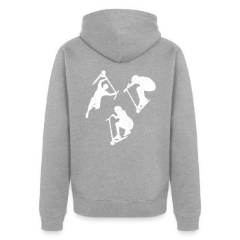 Maître de scooter - Veste à capuche bio Premium Unisexe - gris chiné - Dos - Nico (187cm)