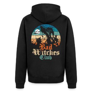 Bad Witches Club print - Unisex Premium Organic Zip Hoodie - black - Back - Nico (187cm)