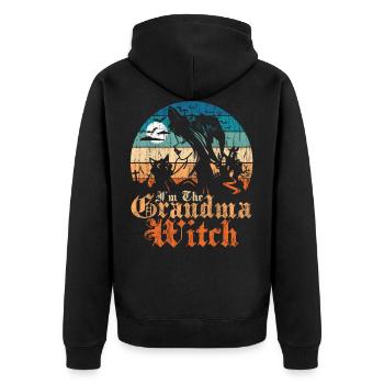 Im The Grandma Witch print - Unisex Premium Organic Zip Hoodie - black - Back - Nico (187cm)