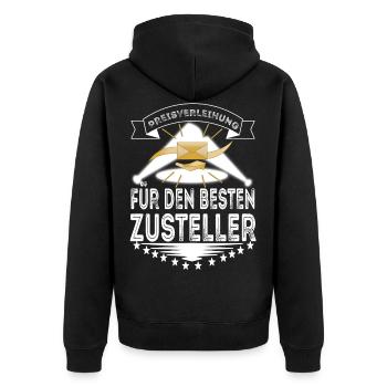 Postbote Briefträger Paketdienst Brief Geschenke - Unisex Premium Bio Zip Hoodie - Schwarz - Hinten - Nico (187cm)