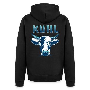 Coole Kühe - Unisex Premium Bio Zip Hoodie - Schwarz - Hinten - Nico (187cm)