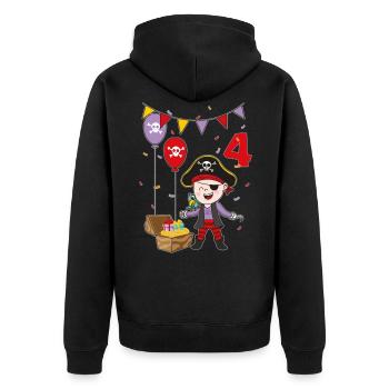 4 ans d'anniversaire d'enfants pirates enfants cadeau amusant - Veste à capuche bio Premium Unisexe - noir - Dos - Nico (187cm)