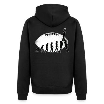 Evolution Rugby Line Out - Unisex Premium Bio Zip Hoodie - Schwarz - Hinten - Nico (187cm)