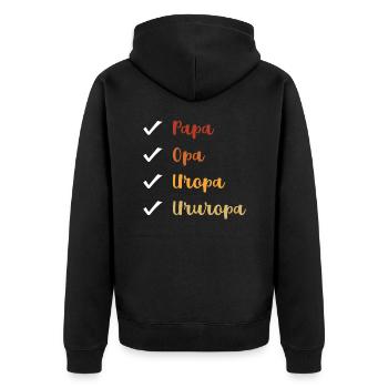 Ururopa Gift Ururgrandfather Ururpapa Ururopi - Unisex Premium Organic Zip Hoodie - black - Back - Nico (187cm)