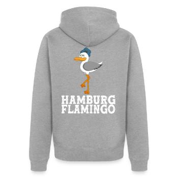 Mouette de Hambourg Moin Nord HH - Veste à capuche bio Premium Unisexe - gris chiné - Dos - Nico (187cm)