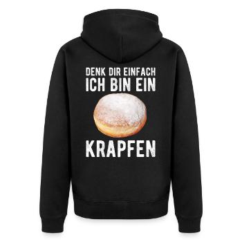 Ich Bin Ein Krapfen Faschingskrapfen Kostüm - Unisex Premium Bio Zip Hoodie - Schwarz - Hinten - Nico (187cm)