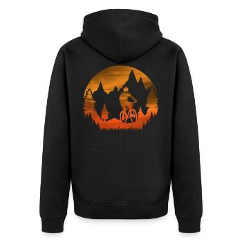 MTB Radfahrer Geschenk - Unisex Premium Bio Zip Hoodie - Schwarz - Hinten - Nico (187cm)