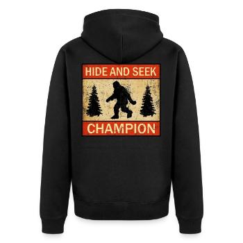Hide and Seek Champion Funny Bigfoot Lover UFO - Unisex Premium Organic Zip Hoodie - black - Back - Nico (187cm)