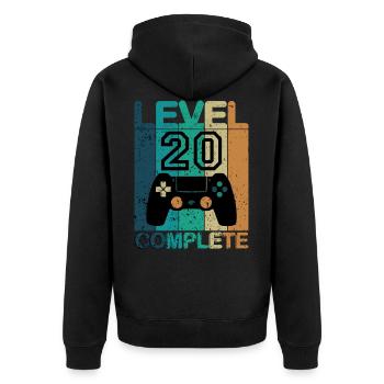 20 ans - Cadeau de 20 ans - Veste à capuche bio Premium Unisexe - noir - Dos - Nico (187cm)