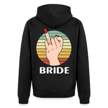 Braut Heirat Hochzeit Mittelfinger - Unisex Premium Bio Zip Hoodie - Schwarz - Hinten - Nico (187cm)