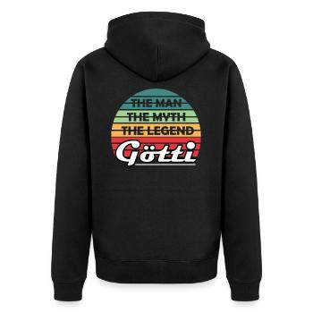 Götti Firmgötti Taufgötti Gotti Geschenkidee - Unisex Premium Bio Zip Hoodie - Schwarz - Hinten - Nico (187cm)